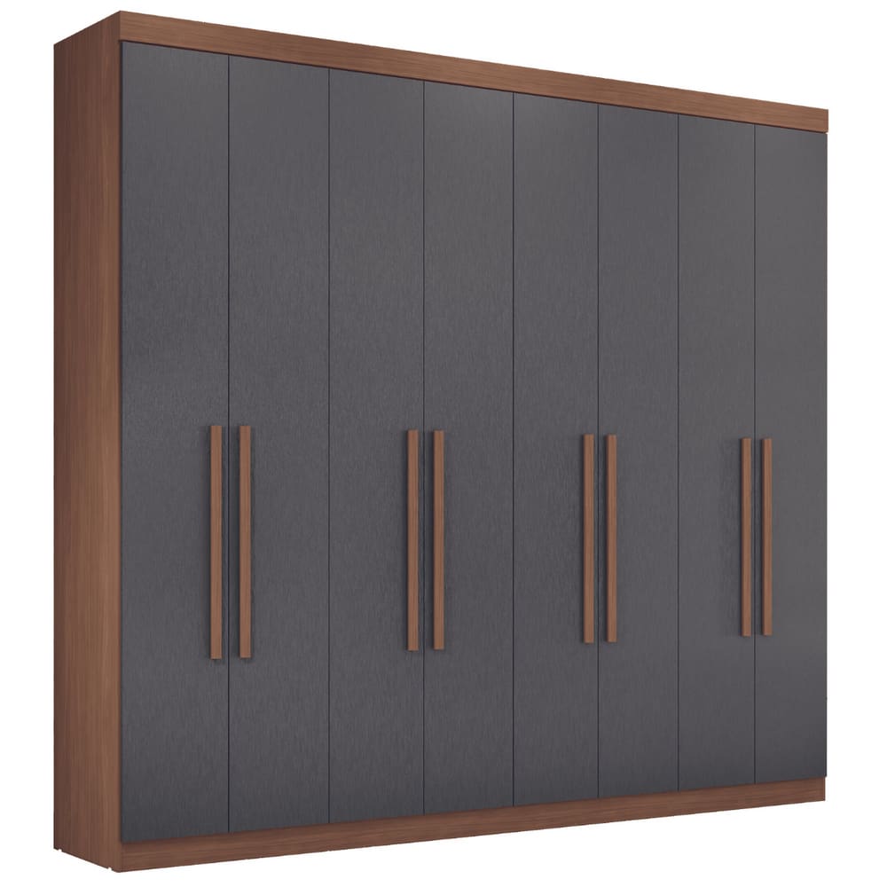 Guarda Roupa Casal 8 Portas 4 Gavetas Paris Jatobá Grafite