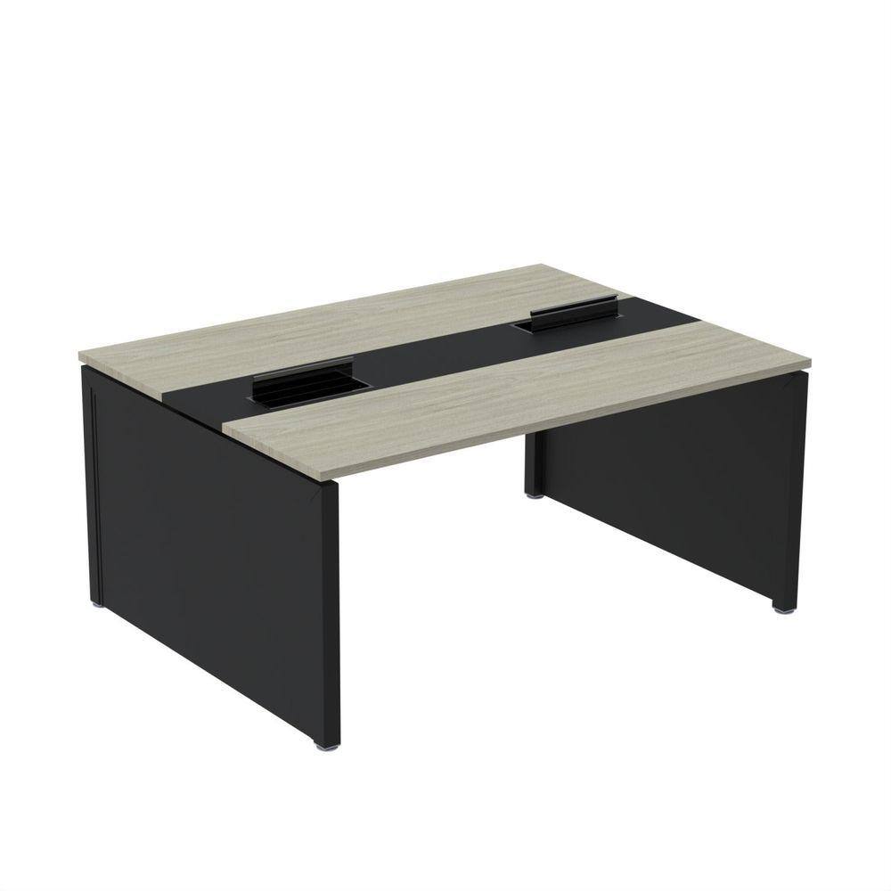 Mesa de Plataforma Dupla para 2 Pessoas Corporativa 150x140/2p Nogueira Casablanca/Preto