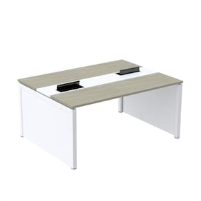 Mesa de Plataforma Dupla para 2 Pessoas Corporativa 150x140/2p Nogueira Casablanca/Branco