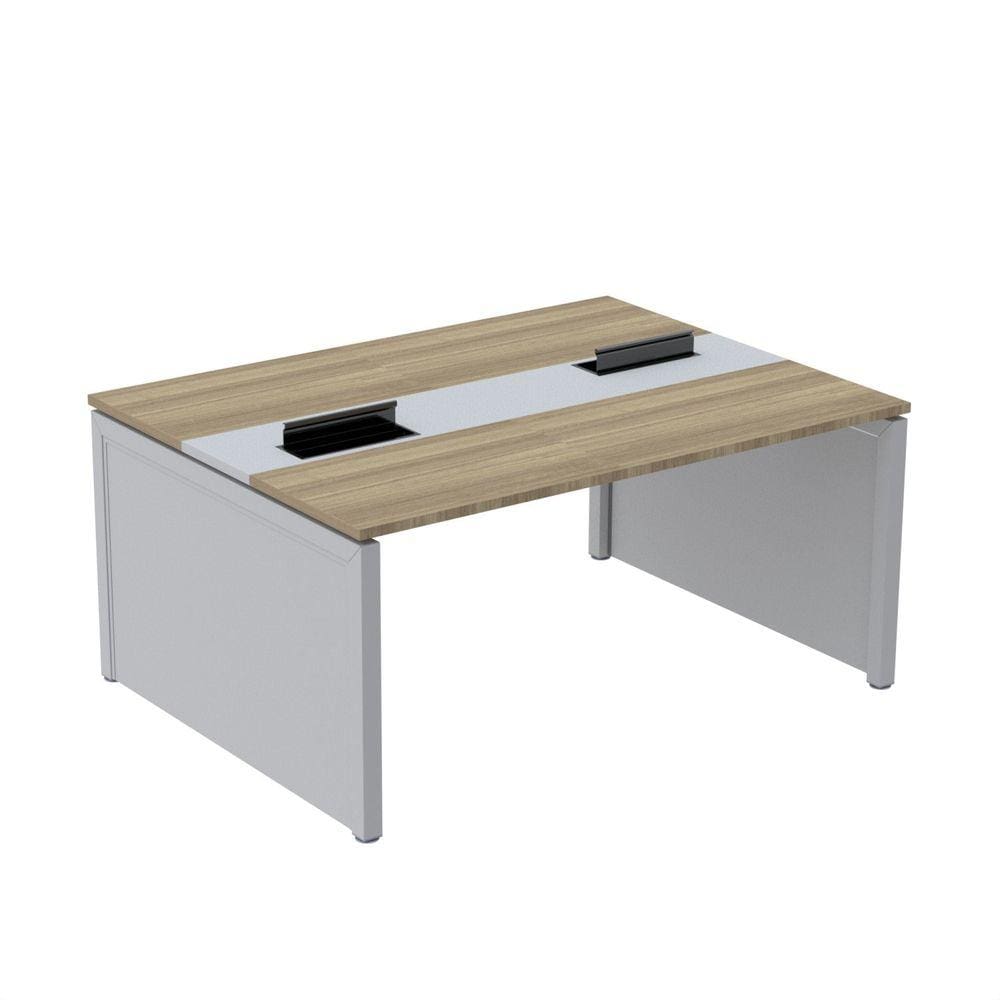 Mesa de Plataforma Dupla para 2 Pessoas Corporativa 150x140/2p Noce Naturalle/Cinza