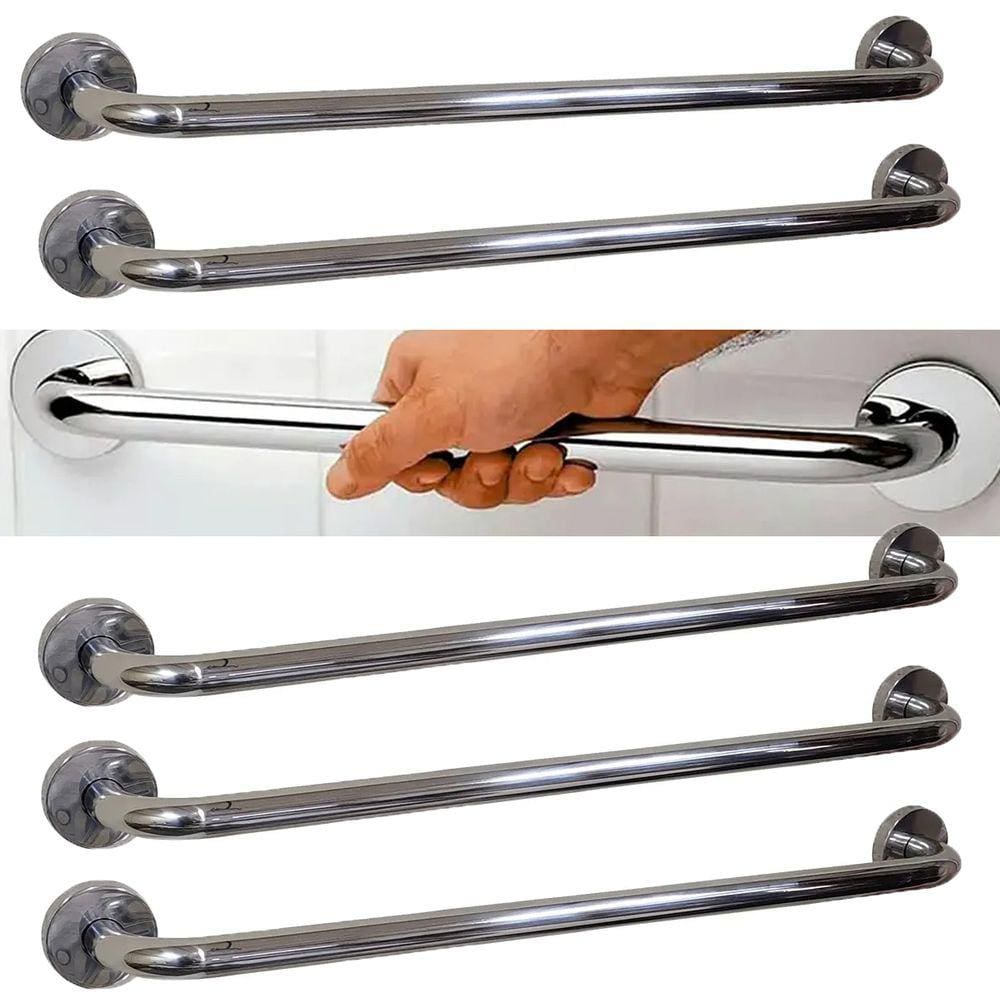Barra Alça Apoio 50cm Aço Inox Kit 5 Uni Anti Queda Evita Acidentes Suporte Segurança Idoso Gestante Cadeirante