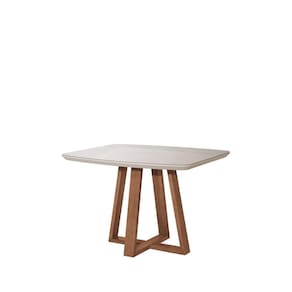 Mesa Bennett Retangular 115cm com Tampo de Vidro Natural/Off White Fosco