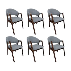Kit 6 Cadeiras De Jantar Madeira Maciça Mel Premium Helen Linho Cinza - Cor: Cinza