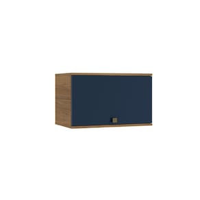 Armário Aéreo Celeste Kappesberg 100% MDF 1 Porta Basculante Nogueira/Azul 60cm