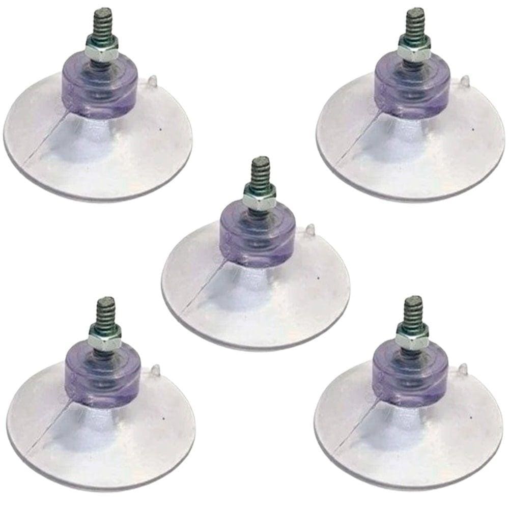 Kit 5 Ventosas de 40mm (4 cm) PVC Cristal C/Parafuso e Porca