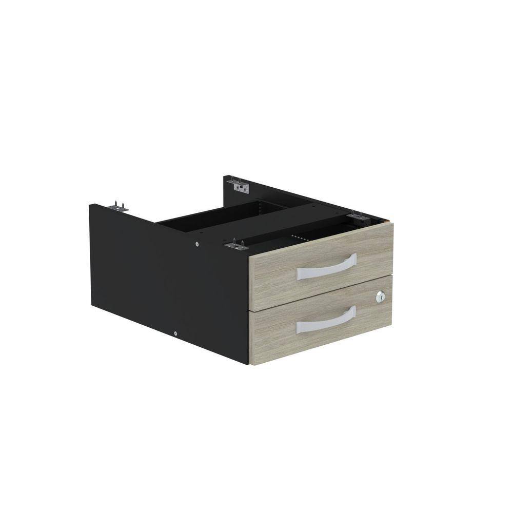Gaveteiro Aéreo para Escritório 2 Gavetas Pe40 Preto/Nogueira casblanca
