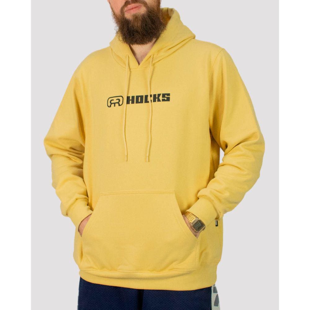 Moletom Hocks Canguru Fechado Promo Logo - Amarelo - Amarelo - P