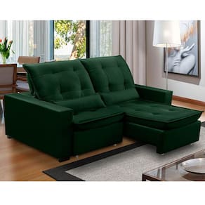 Sofa Retratil Reclinavel 2 Lugares 2,20m Atlantis Veludo Verde LansofBR
