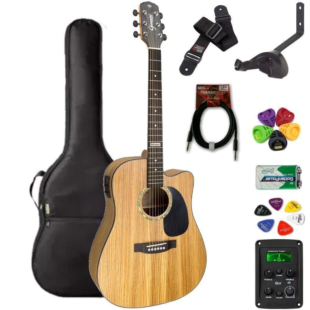 Violão Giannini Folk Aço Gf1D Natural Zebra  Zw  + Kit1Pl