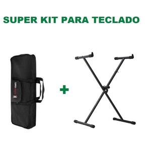 Kit Suporte Teclado Em X St200 Preto + Capa Teclado Preta