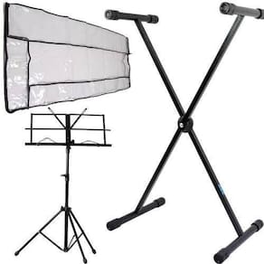 Kit Suporte Teclado Com Cobertura 5/8 + Estante Partitura