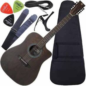 Kit Violão Rozini Folk Eletroacústico 12 Cordas Aço Rx415At