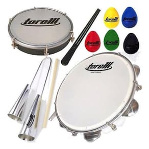 Kit Samba Torelli Com 10 Itens Pandeiro Tamborim Agogô Ganza