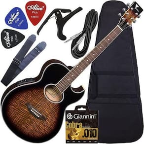 Kit Violão Eletroacústico Completo Gl36 Yellow Burst Eagle