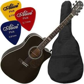 Kit Violão Folk Eletroacústico Gf1D Bk Capa Giannini Mod2017