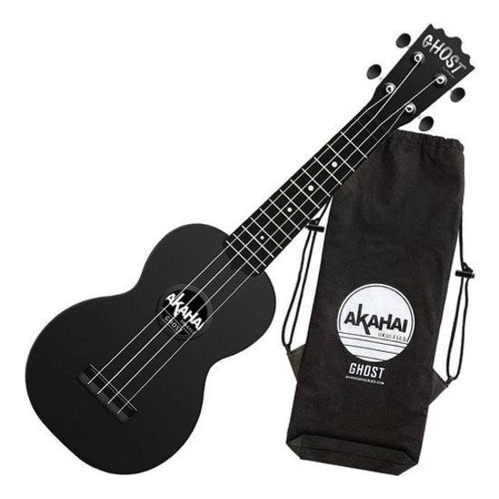 Kit Ukulele Akahai Ghost Soprano Acústico Cordas Aquila
