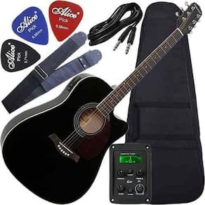 Kit Violão Folk Aço Eletroacústico Gf1R Giannini Cor Preto