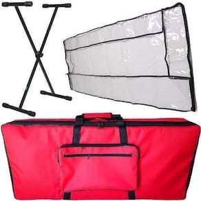 Kit Capa Acolchoada Com Acessórios Para Teclado 5/8 Vermelha