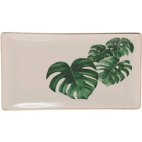 Mini Centro de Mesa Decorativo de Porcelana Leaf 18cm x 10cm
