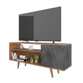 Rack para TV até 42 Polegadas com Porta Tecnomobili Amêndoa/Mármore Lunar - R1486