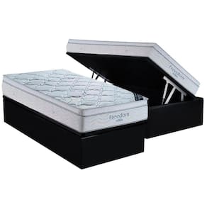 Cama Box Baú Solteiro: Colchão Molas Ensacadas Ortobom SuperPocket Freedom + Base CRC Suede Black(88x188)