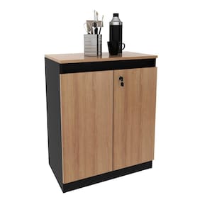 Armário para Escritório 2 Portas com Chave Tecnomobili Amêndoa/Preto - ME4149