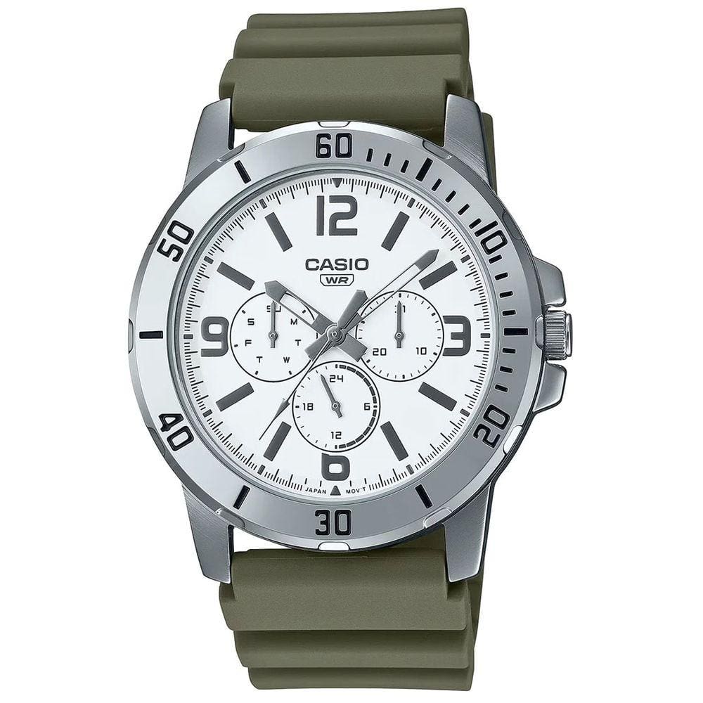 Relógio Casio Masculino Standard Mtp-vd300-3budf Verde-Musgo