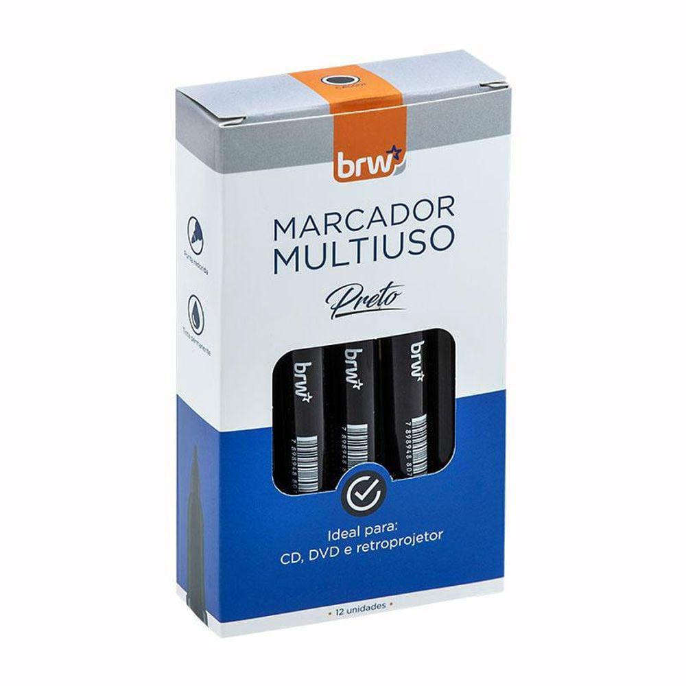 Pincel para retroprojetor 2mm Preto CA5001 com 12 unidades - BRW