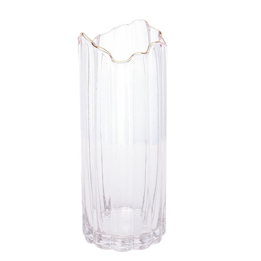 Vaso de Vidro com Borda Dourada 10cm x 25cm - Wolff