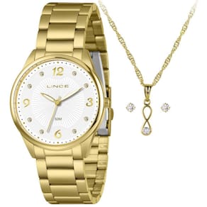 Relógio Lince Feminino Ref: Lrgh208l40 K09ls2kx Dourado + Semijoia