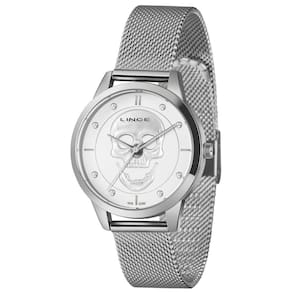 Relógio Lince Feminino Ref: Lrm4809l36 S1sx Caveira Mesh Prateado