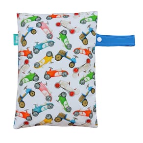 Saco Impermeável Organizador Fralda Roupa Suja Limpa - Carro de Corrida Antigo Azul