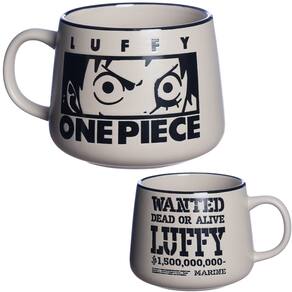 Caneca Monkey D. Luffy Cerâmica Fosca Com Estampa Baixo Relevo 500ML Oficial One Piece Toei
