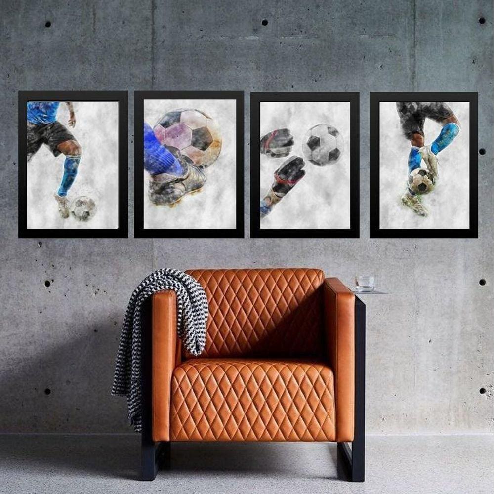 Kit 4 Quadros Decorativos Futebol 24X18Cm