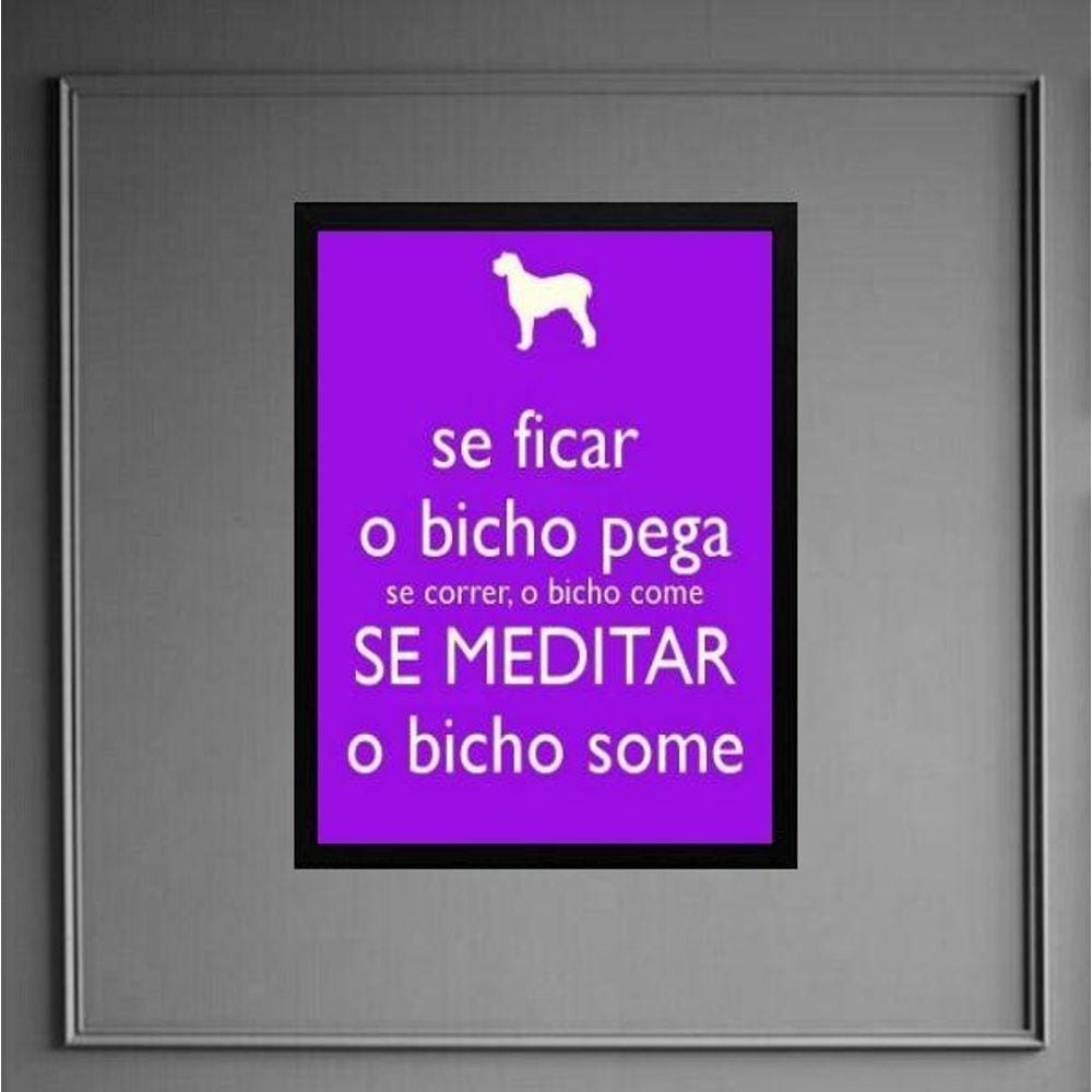 Quadro Decorativo Frase Meditar 33X24Cm