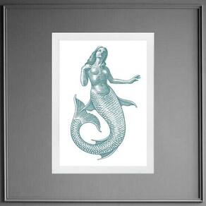 Quadro Decorativo Sereia Minimalista 45X34Cm