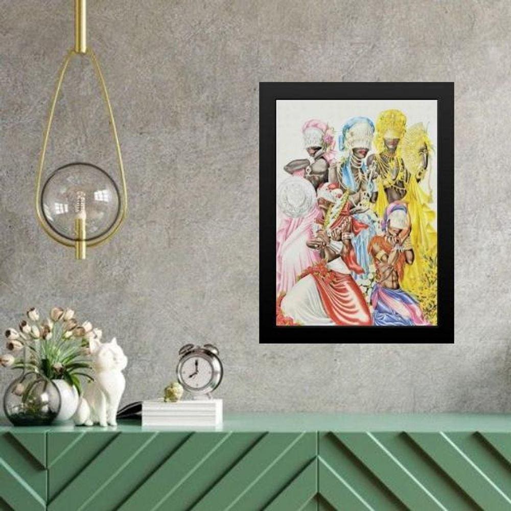 Quadro Candomblé Orixás Mulheres Reunidas 45X34Cm