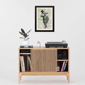 Quadro Decorativo Vintage Yoda 45X34Cm - Com Vidro