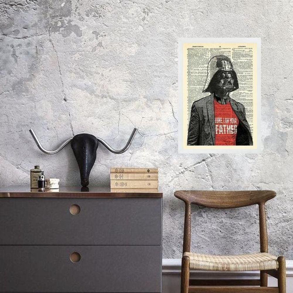 Quadro Vintage Darth - Your Father 24X18Cm - Com Vidro