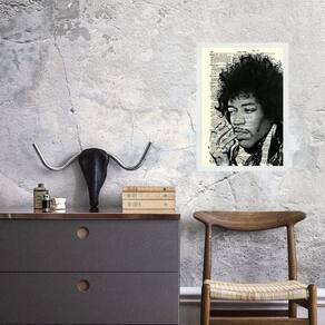 Quadro Vintage Jimi Hendrix 33X24Cm - Com Vidro