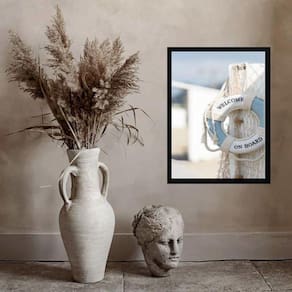 Quadro Casa De Praia - Welcome On Board 45X34Cm - Com Vidro