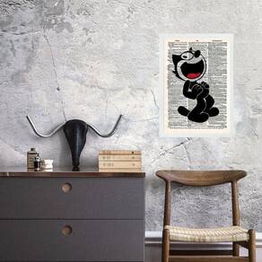 Quadro Vintage Gato Felix 24X18Cm - Com Vidro