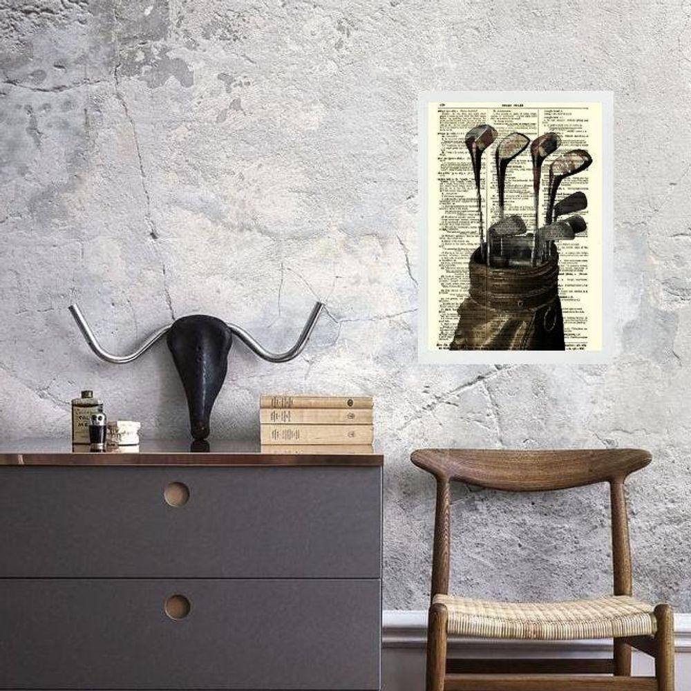 Quadro Vintage Tacos De Golf 45X34Cm - Com Vidro