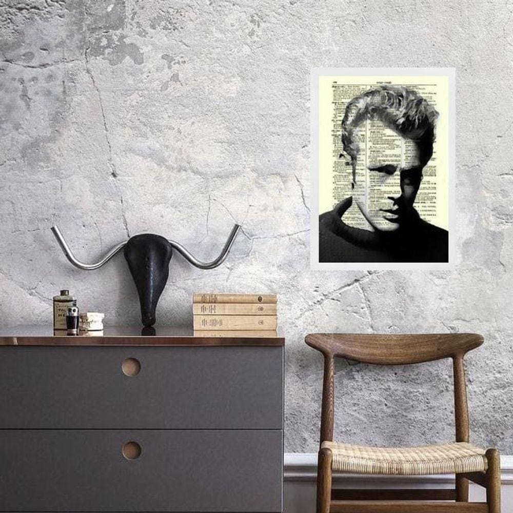 Quadro Vintage James Dean 45X34Cm - Com Vidro