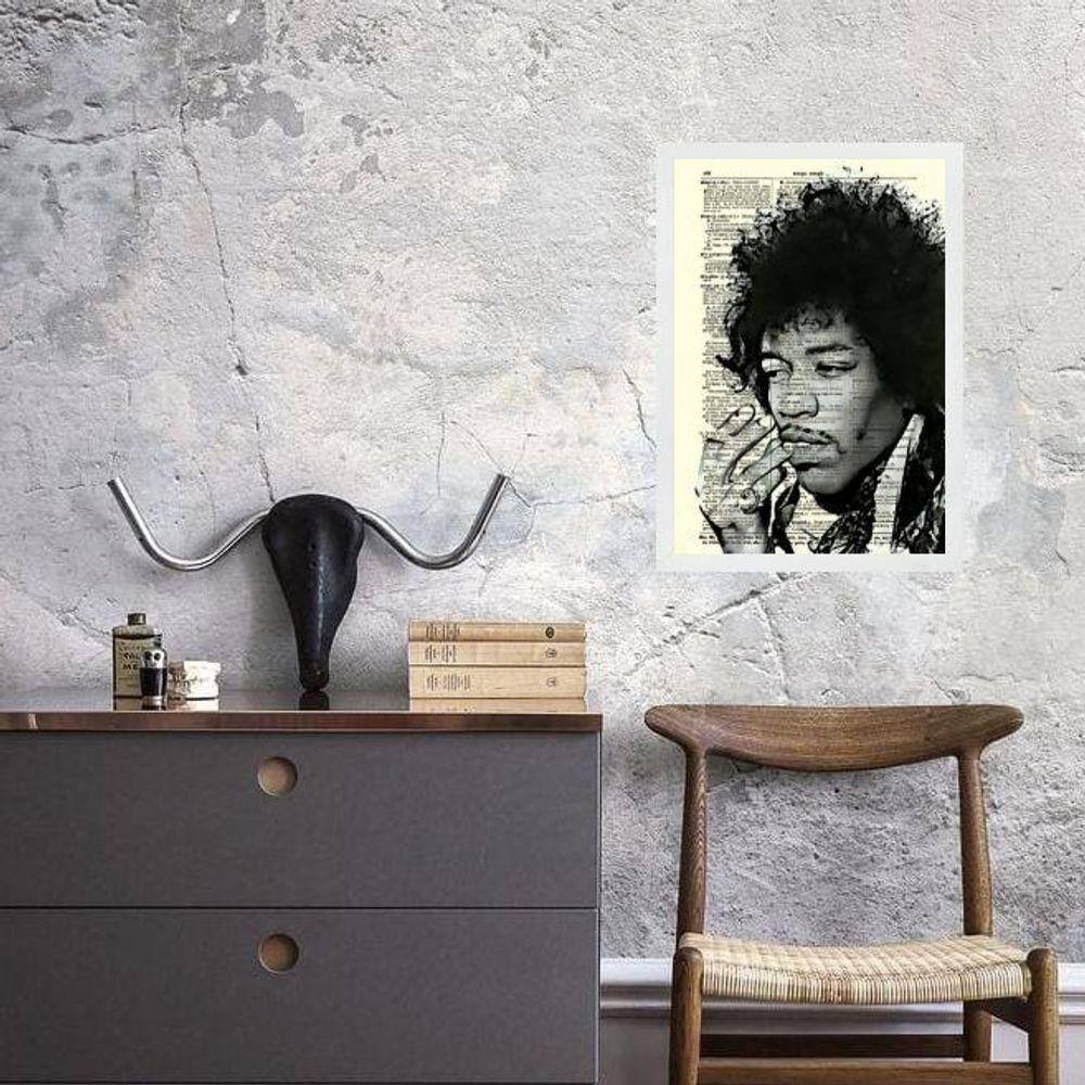 Quadro Vintage Jimi Hendrix 45X34Cm