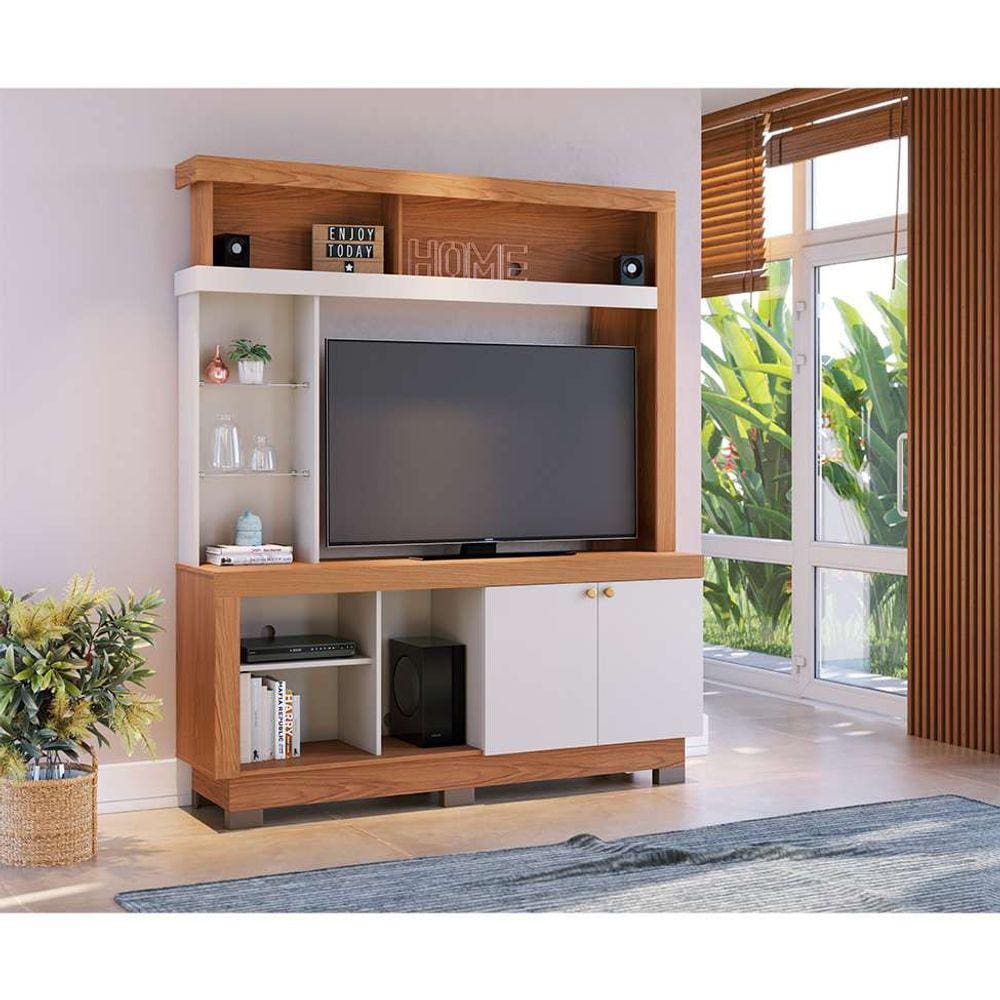 estante para home theater e tv até 50 polegadas valença freijó e off white