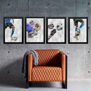 Kit 4 Quadros Decorativos Futebol 45X34Cm - Com Vidro