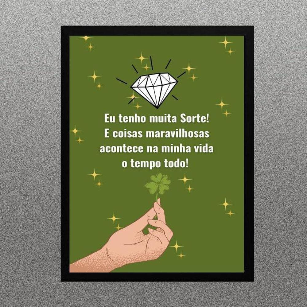 Quadro Lei Da Atração - Sorte 45X34Cm - Com Vidro