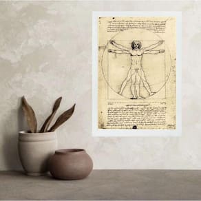 Quadro Da Vinci O Homem Vitruviano 24X18Cm - Com Vidro