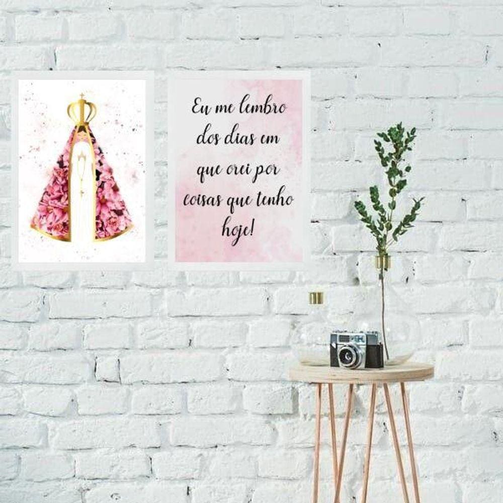 Kit 2 Quadros Nossa Senhora Dias Que Orei 33X24Cm - Vidro